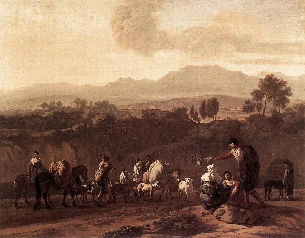 Landscape in the Roman Campagna, detail
