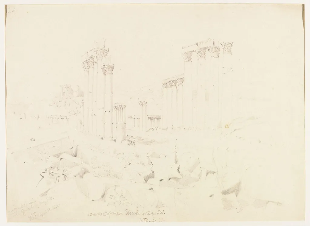 Lower part of main [Street] Gerash - looking SW, by William J. Tipping, 1842