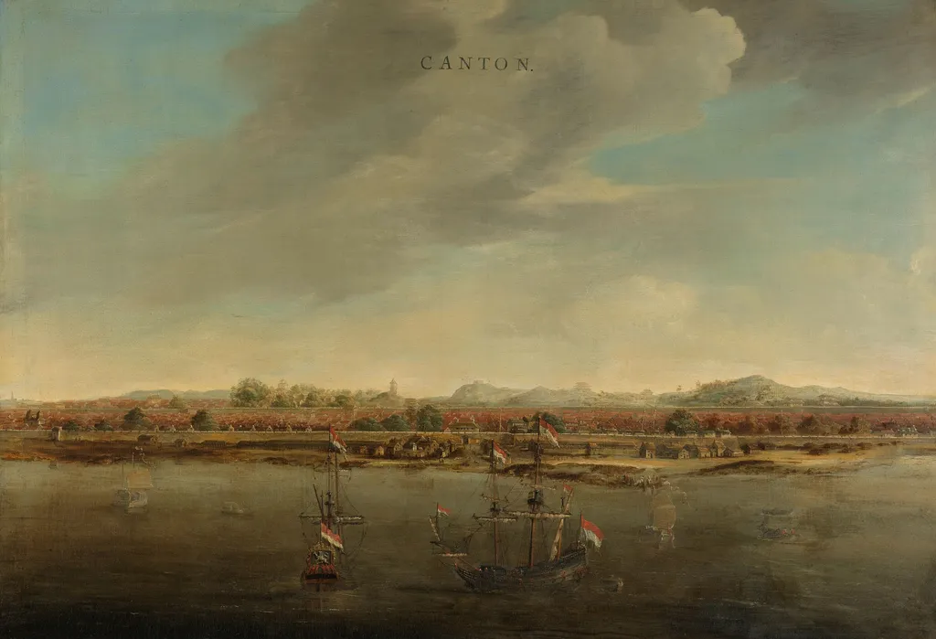 View of Canton in China, by Johannes Vingboons, oil, 1662