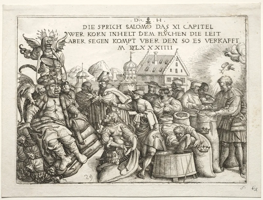 Illustration to proverbs XI (The Hoarders of Grain), by Daniel Hopfer, 1513