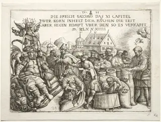 Illustration to proverbs XI (The Hoarders of Grain), by Daniel Hopfer, 1513