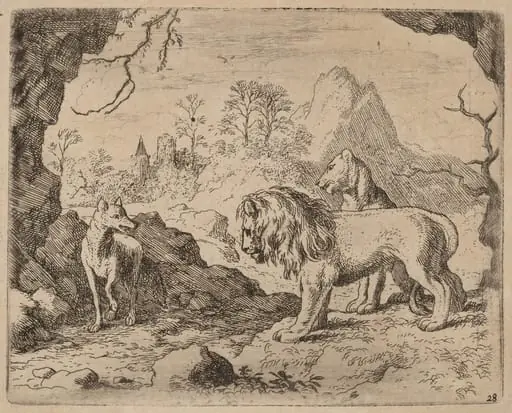 Reynard Promises to Reveal the Hidden Treasure, by Allart van Everdingen, ink, 1650