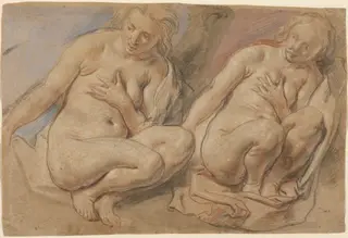 Susannah Crouching, by Jacob Jordaens, watercolor, 1642