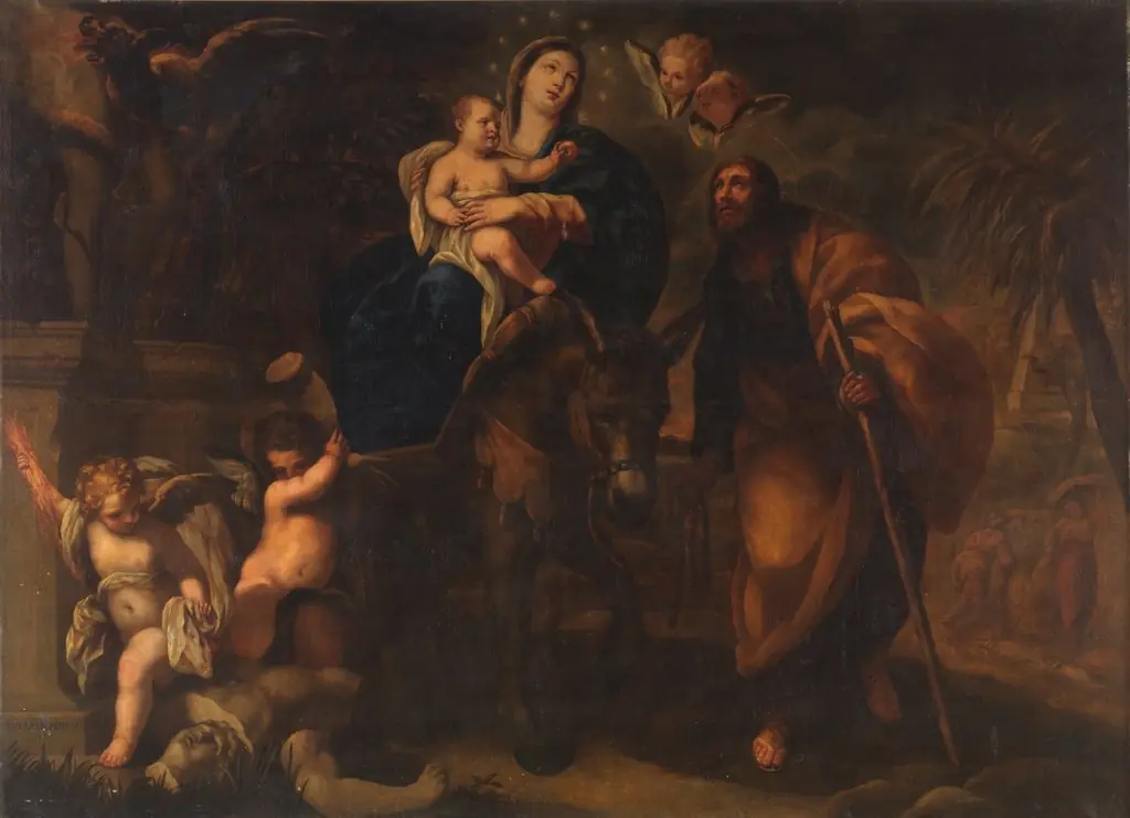 The Flight to Egypt, by Manuel de Castro, oil, 1699