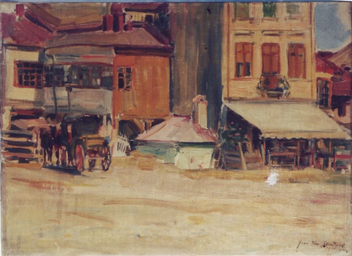 Peisaj din vechiul Bucuresti, detail