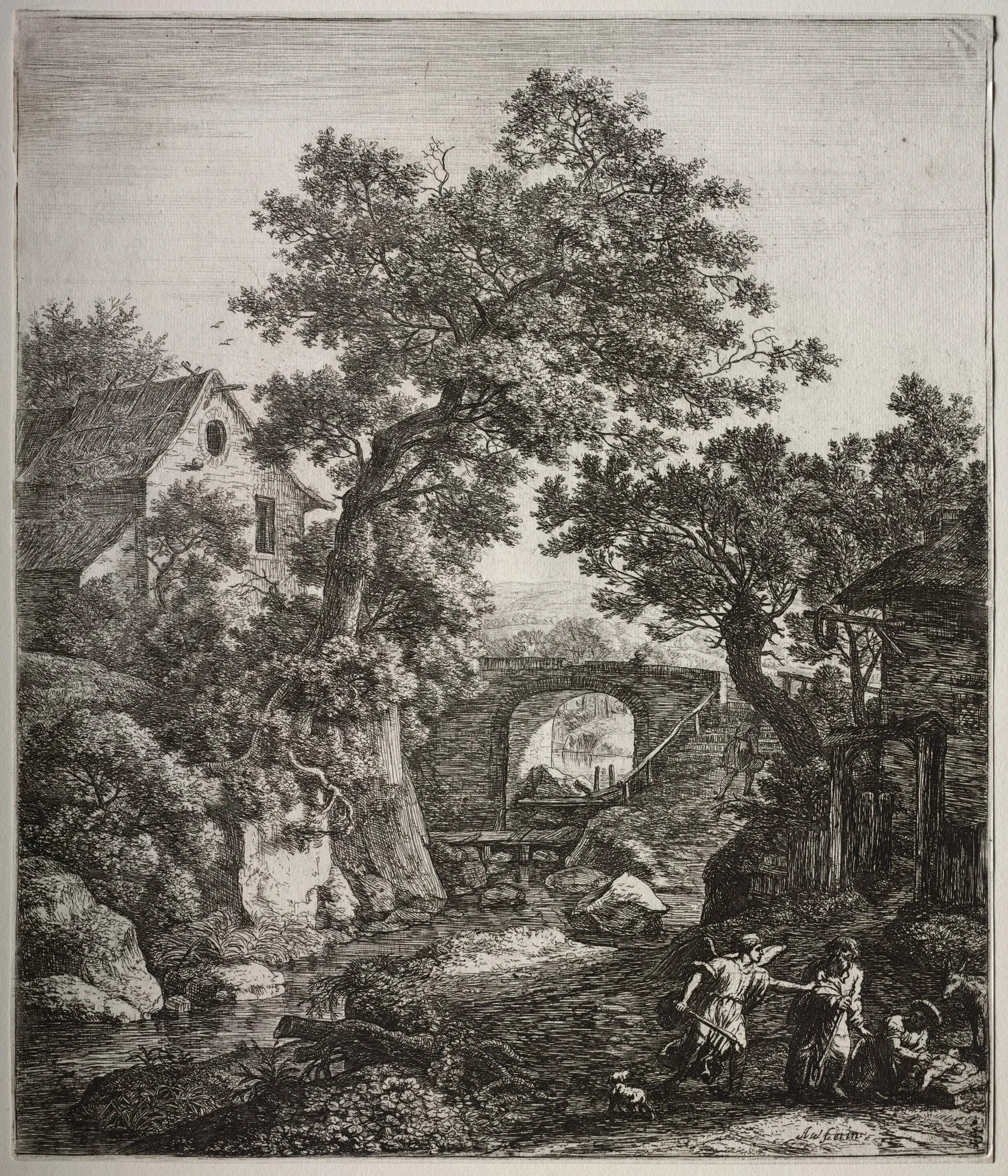 Six large upright landscapes with scenes from the Old Testament: Zipporah circumcising Her Son, detail