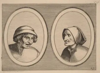 "Keesje Licht-hart" and "Verblinde Swaen", by Johannes van Doetechum the Elder, ink, 1564