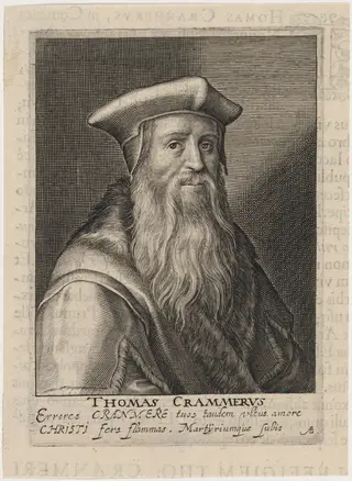 Thomas Cranmer, by Willem de Passe, ink, 1620