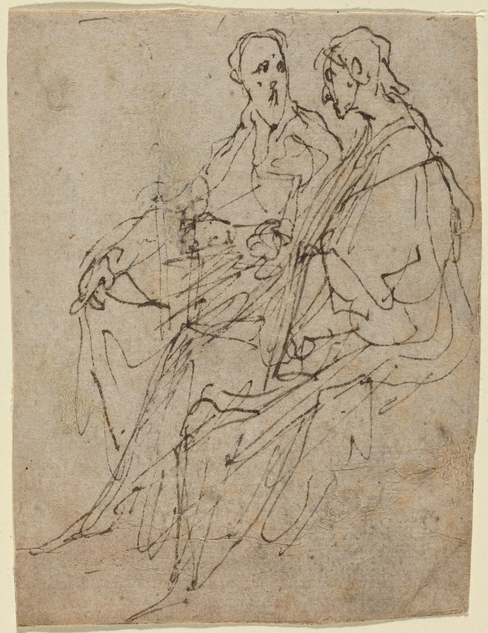 Two Seated Male Figures, detail