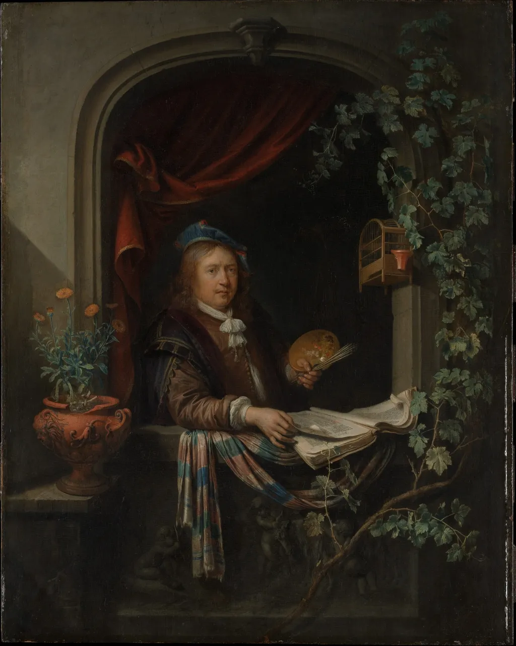 Self-Portrait, by Gerrit Dou, oil, 1665