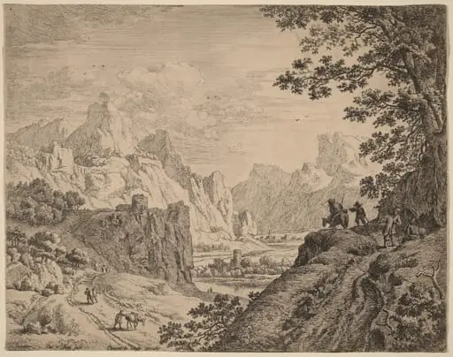 View of the River Rhine, by Jan van Aken, ink, 1638