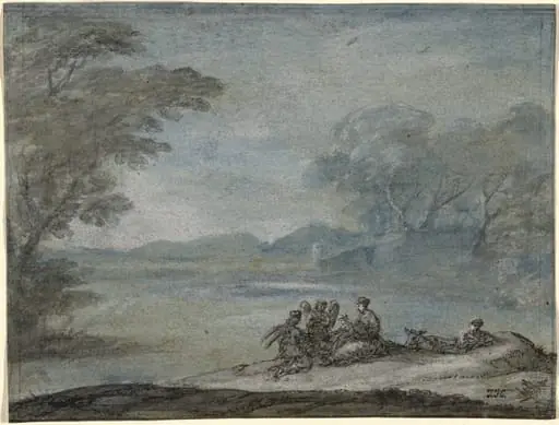 The Rest on the Flight into Egypt, by Claude Lorrain, ink, 1682