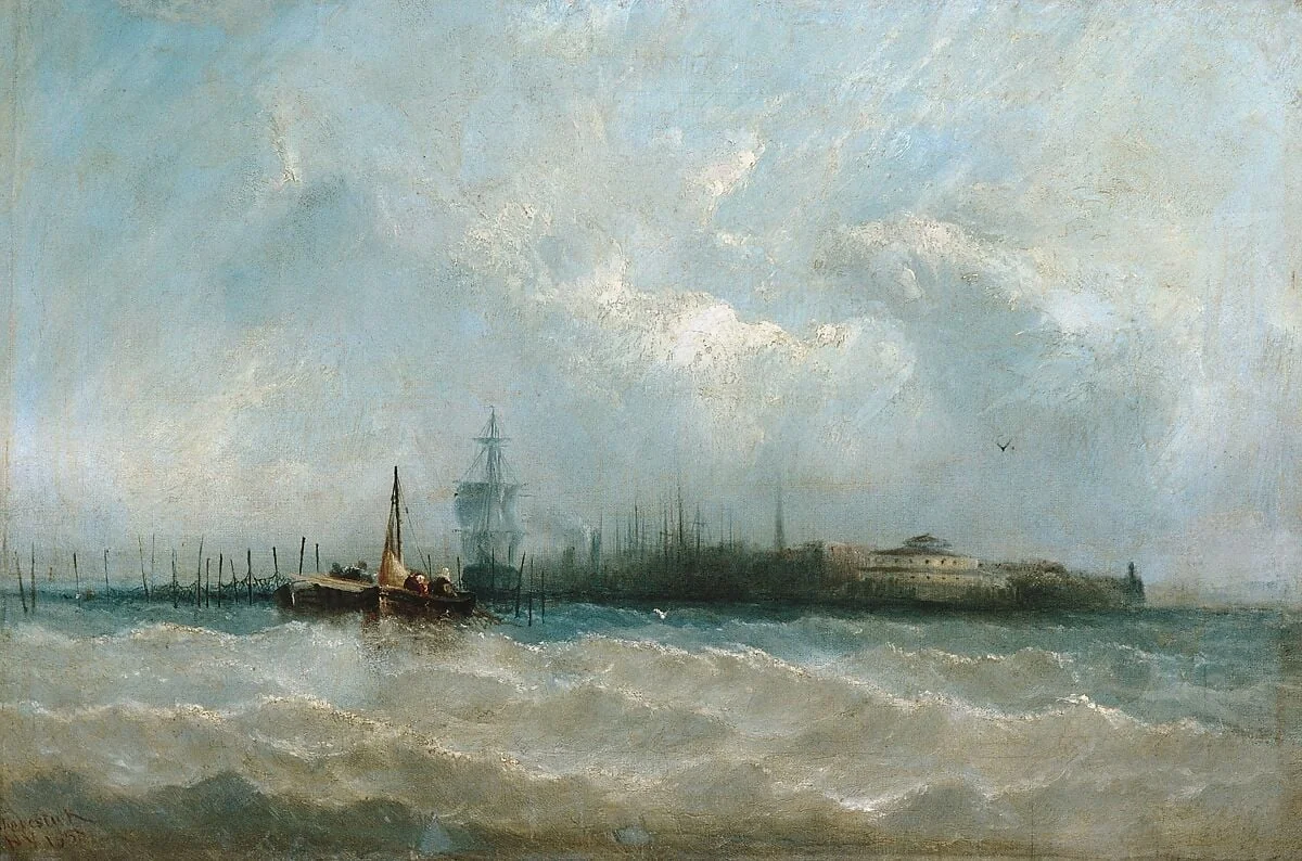 New York from the Harbor Showing the Battery and Castle Garden, detail