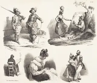 Five Vignettes, by Hippolyte Bellangé, ink, 1831