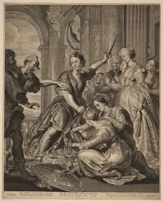 Achilles at the Court of Lycomedes, by Cornelis Visscher, ink, 1646
