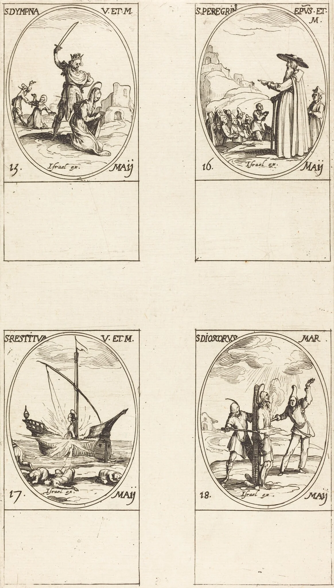 St. Dympna; St. Peregrinus; St. Restituta; St. Dioscorus, detail