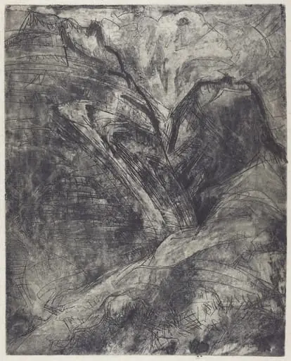 Mountains (Berge), by Ernst Ludwig Kirchner, ink, 1920