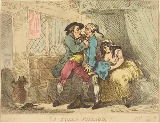 A Cully Pillaged, by Thomas Rowlandson, ink, 1784