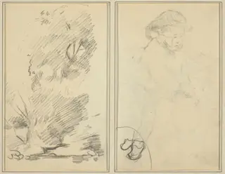 Trees; Sketch of Breton Boy [verso], by Paul Gauguin, crayon, 1886