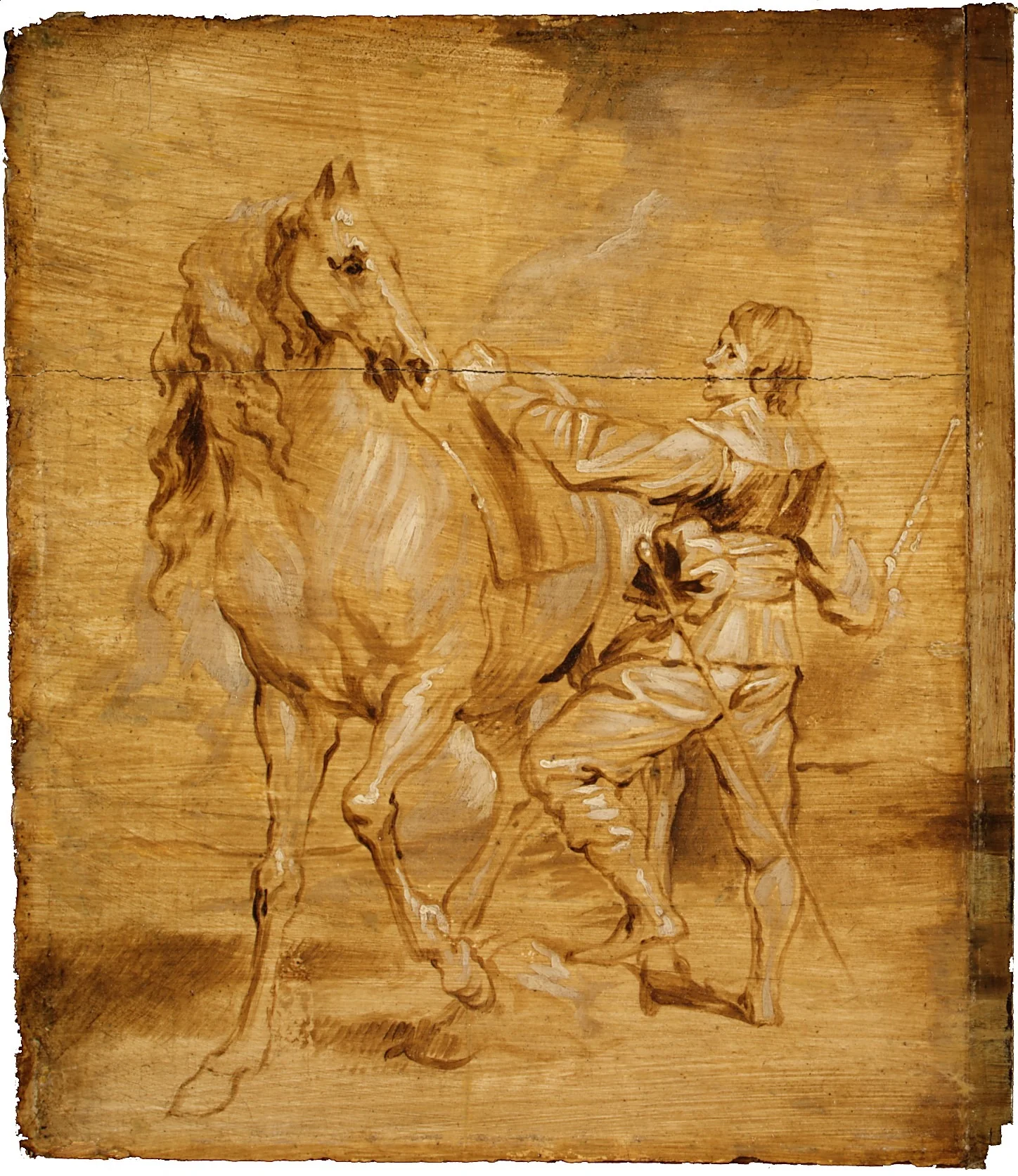 A Man Mounting a Horse, detail