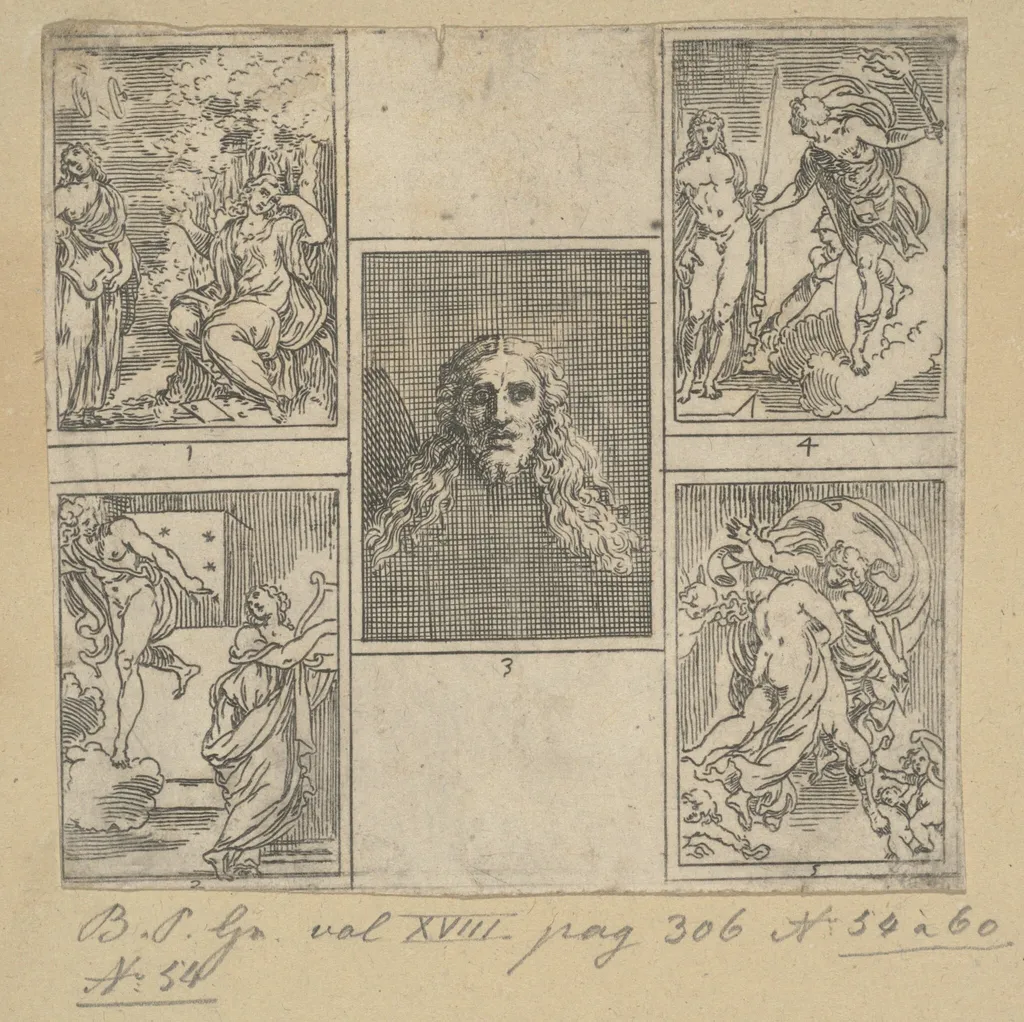 The Obsequies of Agostino Carracci: First Plate, by Guido Reni, ink, 1603