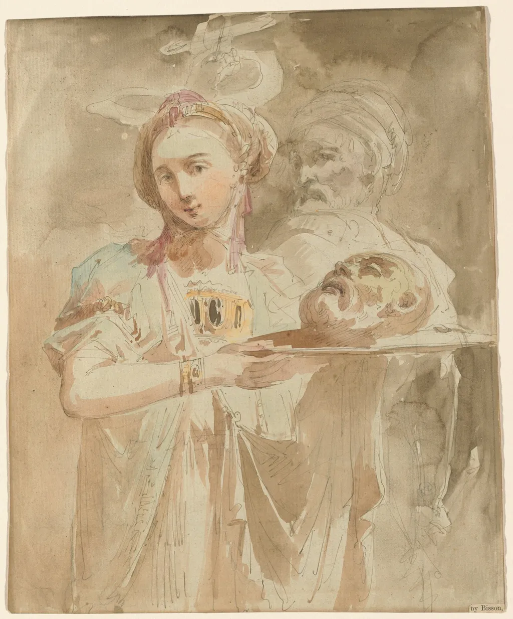 Salome with the Head of Saint John the Baptist, by Giuseppe Bernardino Bison, ink, 1830