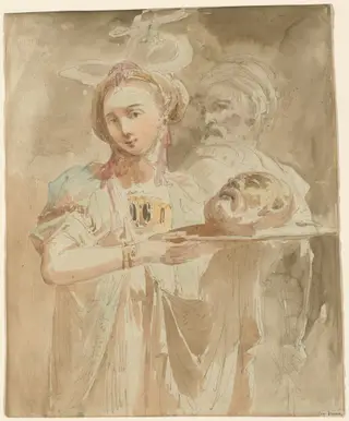 Salome with the Head of Saint John the Baptist, by Giuseppe Bernardino Bison, ink, 1830