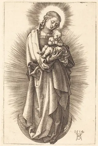 The Virgin and Child on a Crescent with a Diadem, by Albrecht Dürer, ink, 1514
