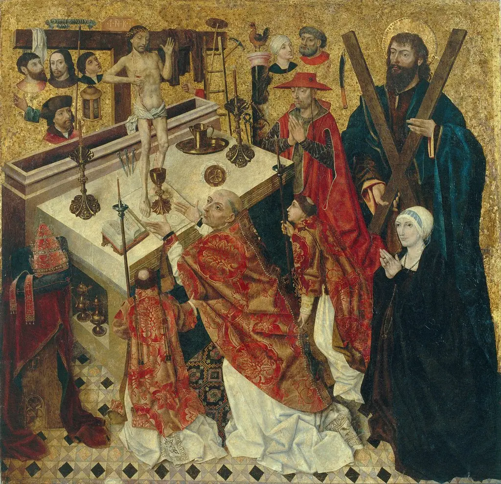 The Mass of Saint Gregory, by Diego de la Cruz, unspecified, 1475