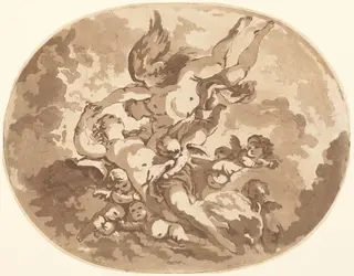 Eros and Psyche, by Jean-Claude-Richard, Abbé de Saint-Non, ink, 1766