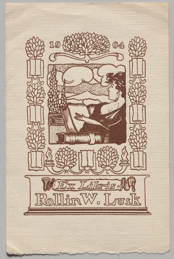 Bookplate: Rollin W. Lusk, detail