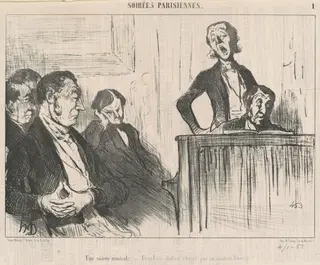 Une soirées musicale, by Honoré Daumier, ink, 1853
