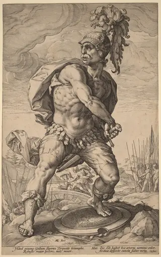 Titus Manlius Torquatus, by Hendrick Goltzius, ink, 1586