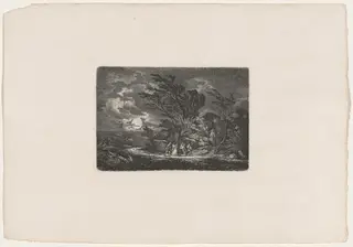 Five Travellers in the Moonlight, by Carl August Lebschée, ink, 1828