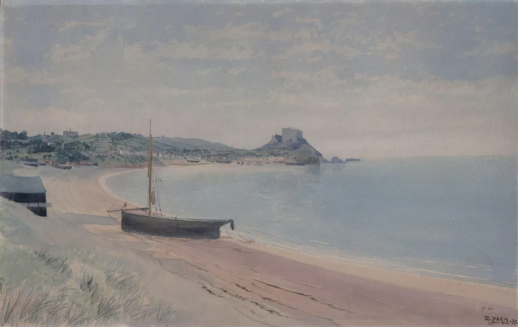 Coast scene at Gorey, Jersey, by Walter Paris, watercolor, 1850