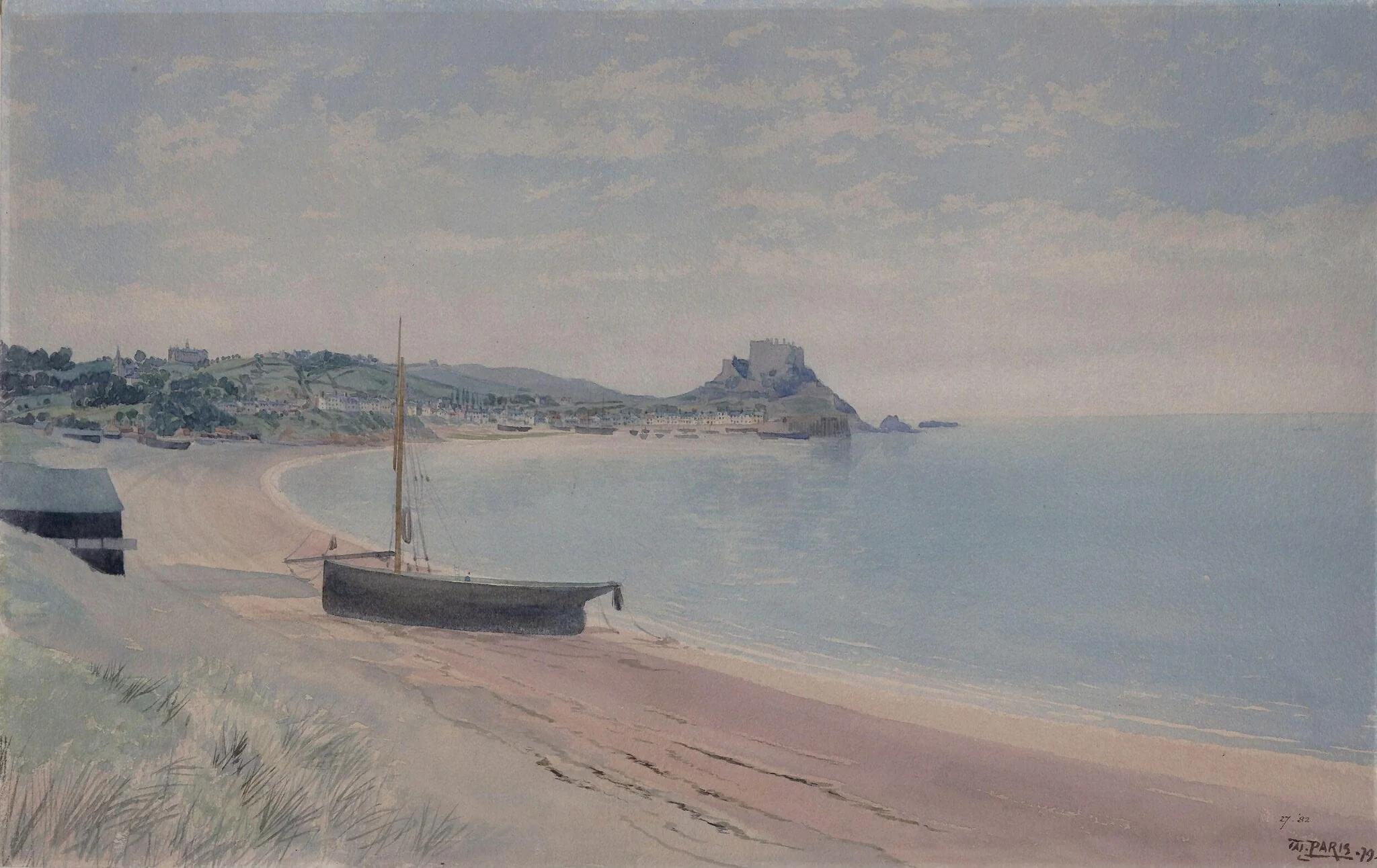 Coast scene at Gorey, Jersey, detail