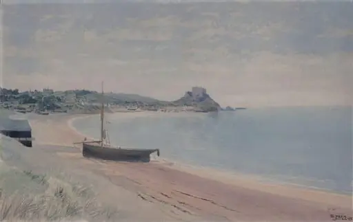 Coast scene at Gorey, Jersey, by Walter Paris, watercolor, 1850