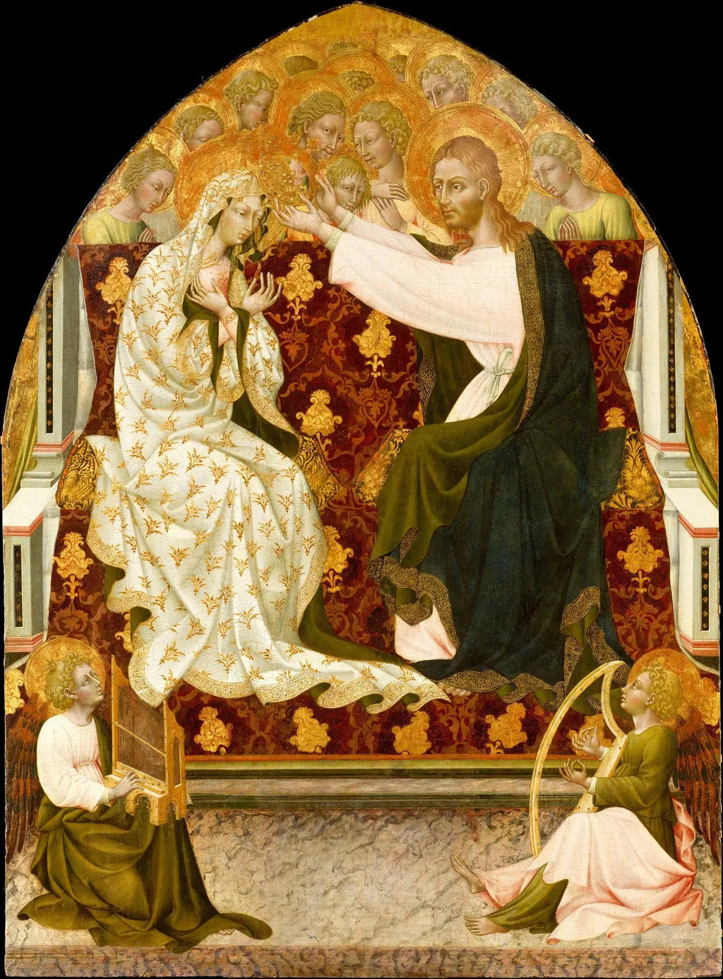 Coronation of the Virgin, by Giovanni di Paolo, tempera, 1455