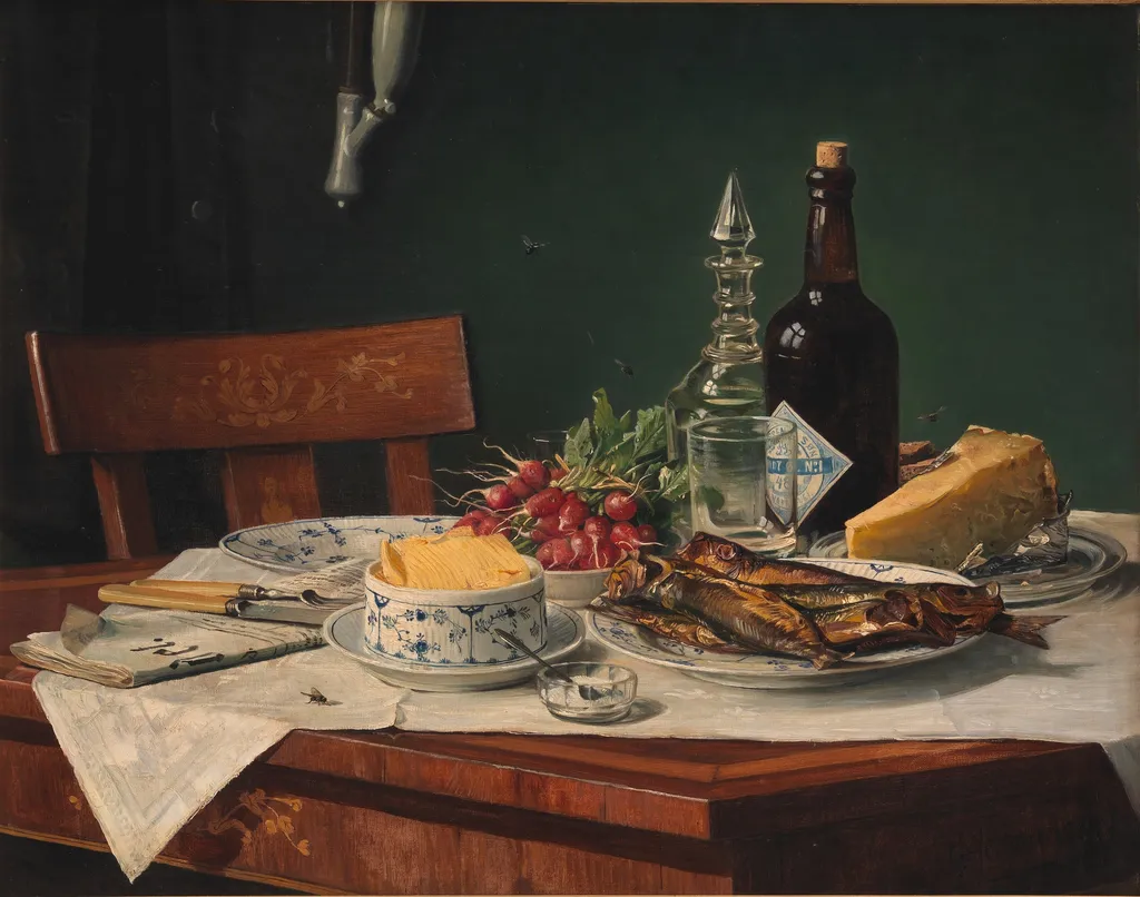 Et frokostbord, by O.A. Hermansen, oil, 1892