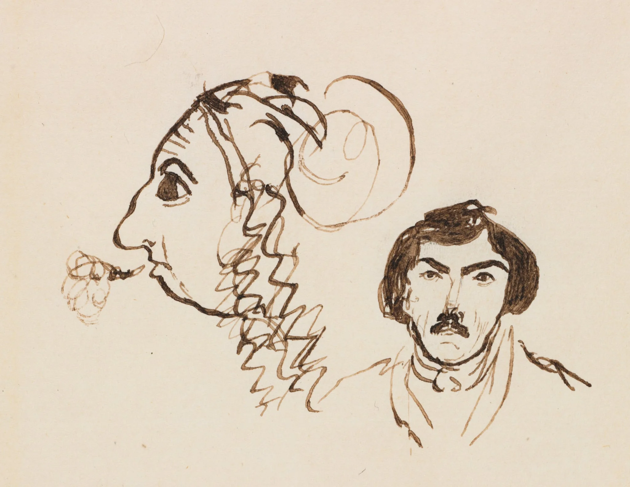 Self-Portrait with Portrait of Delacroix, detail