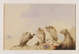 The Hadjis Cheif[sic] Mourners, by Carl Haag, watercolor, 1850