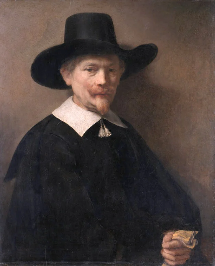 Portrait of a man with gloves in hand, detail