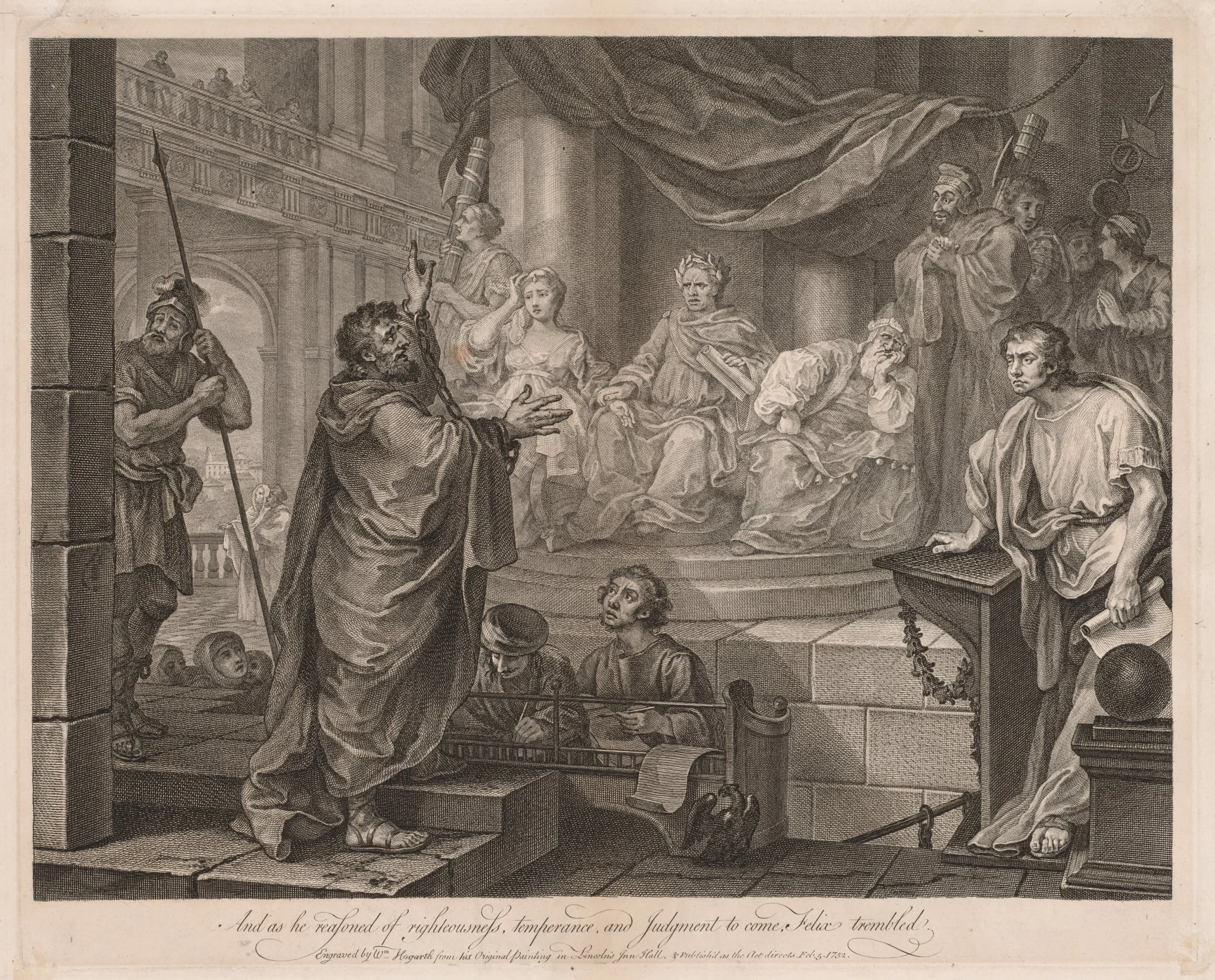 Paul before Félix (Large Plate), detail