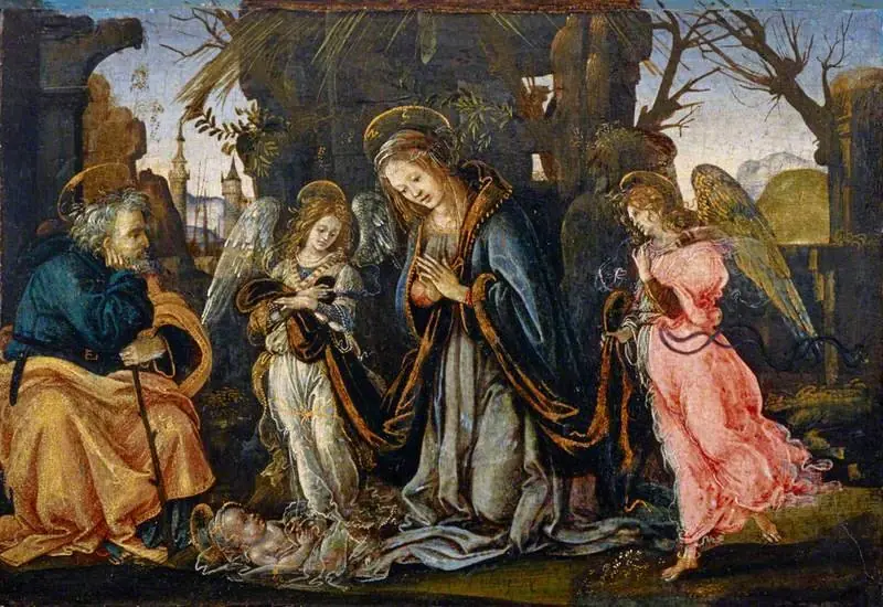 The Nativity with Two Angels, by Filippino Lippi