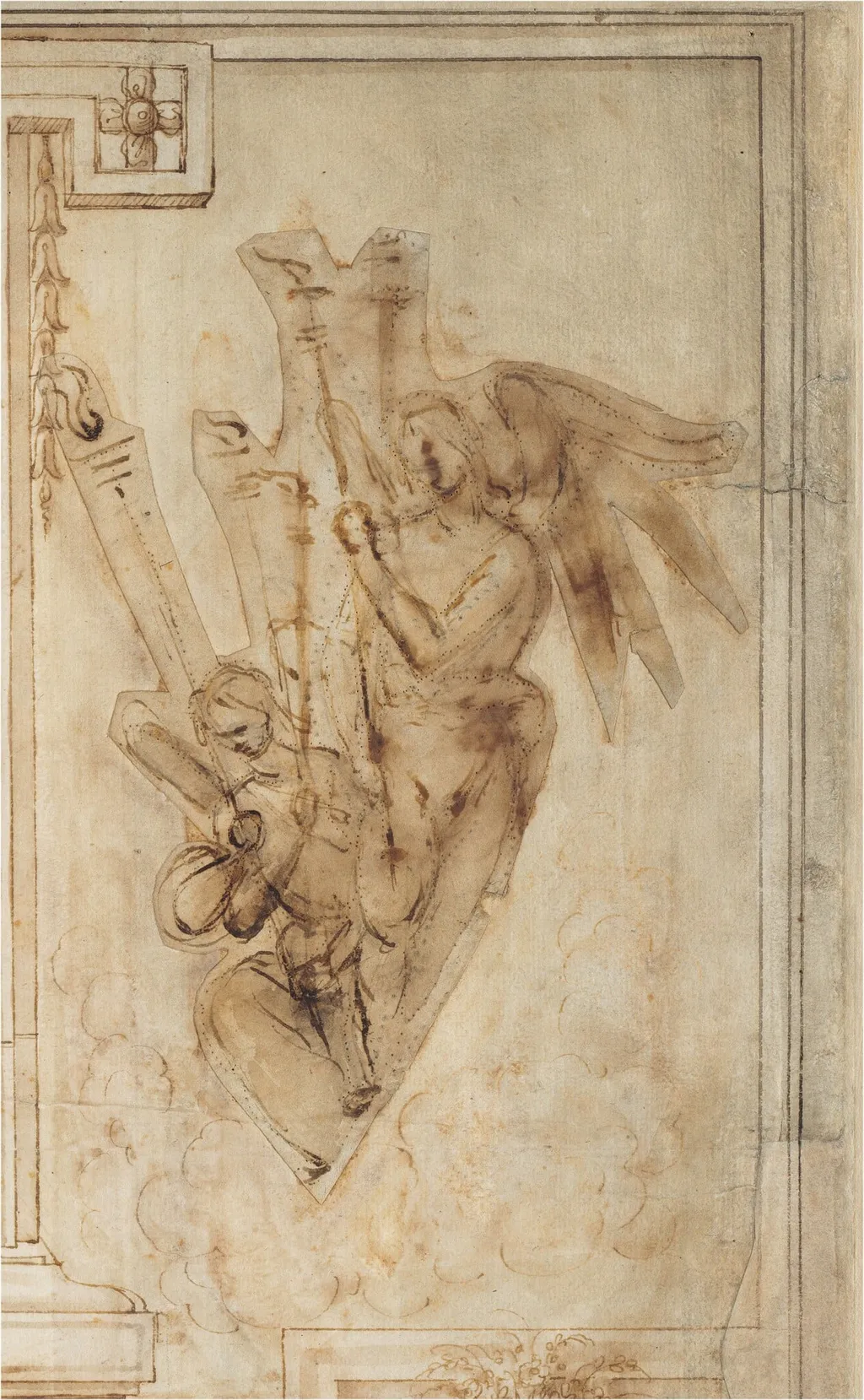 Two Angels Carrying Torches, by Filippino Lippi, ink, 1501