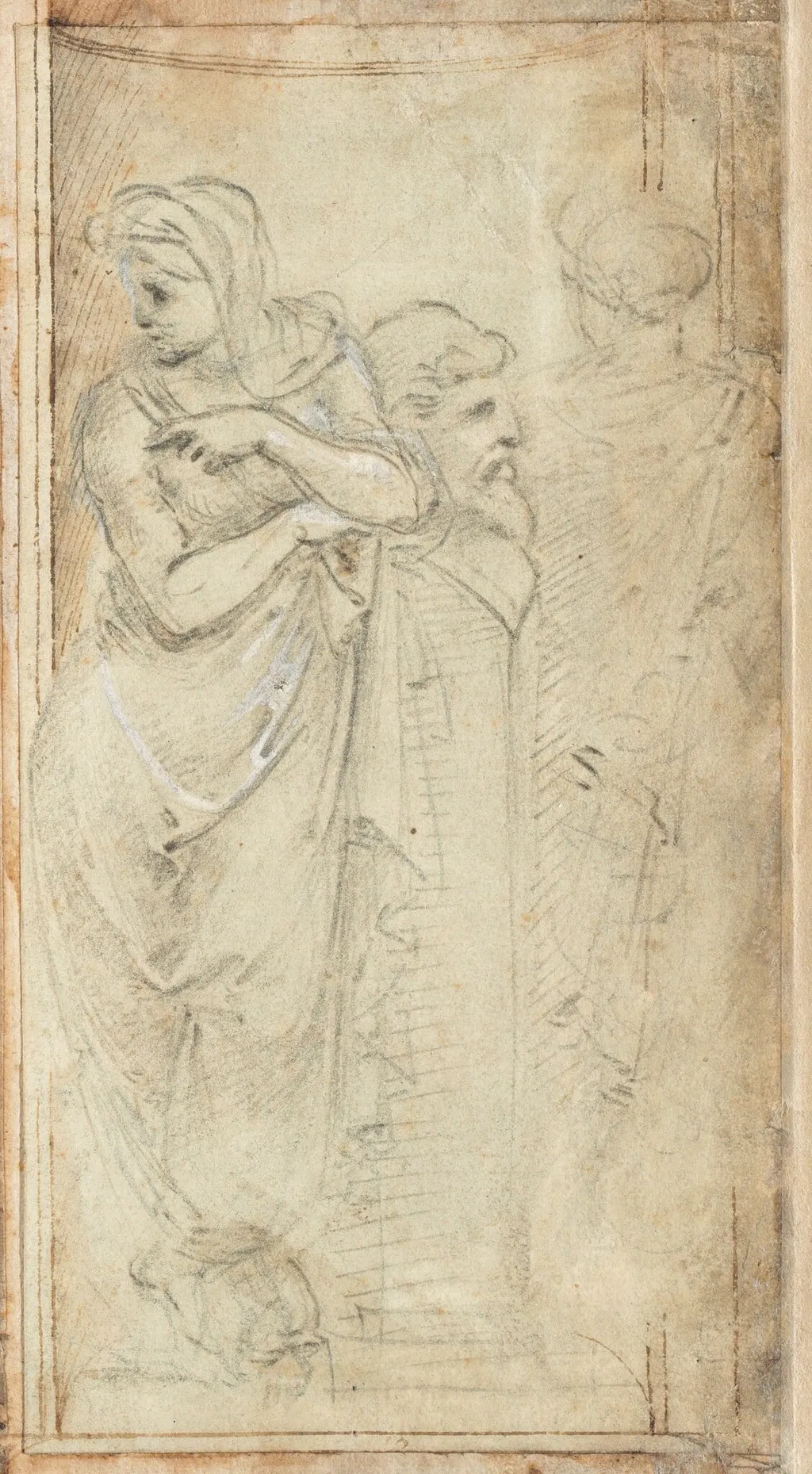Two Draped Women Standing on Either Side of a Herm, by Filippino Lippi, 1490