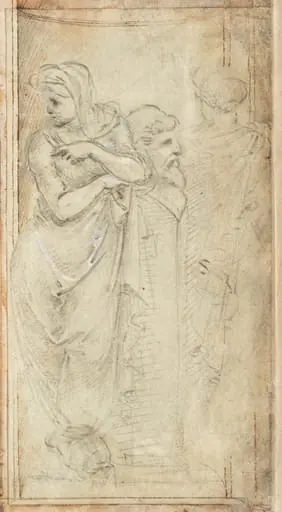 Two Draped Women Standing on Either Side of a Herm, by Filippino Lippi