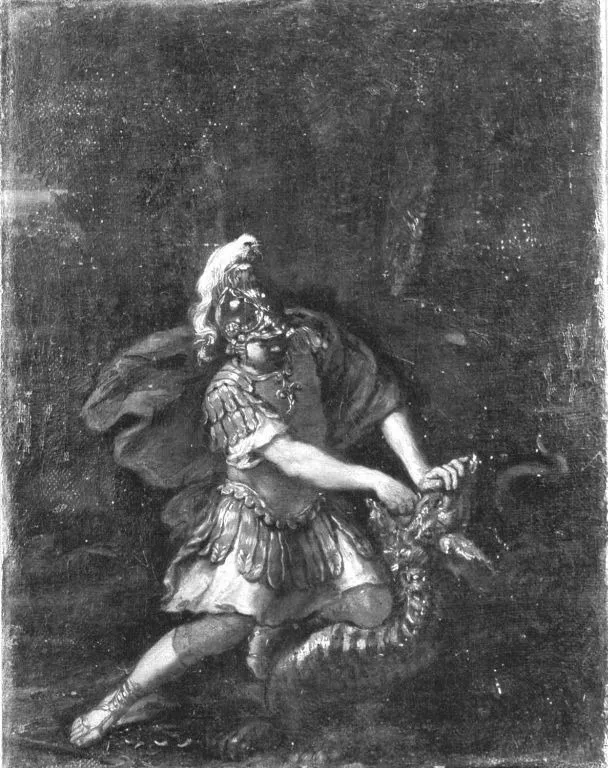 Jason reißt dem Drachen die Zähne aus, by Filippo Lauri, unspecified, 1658