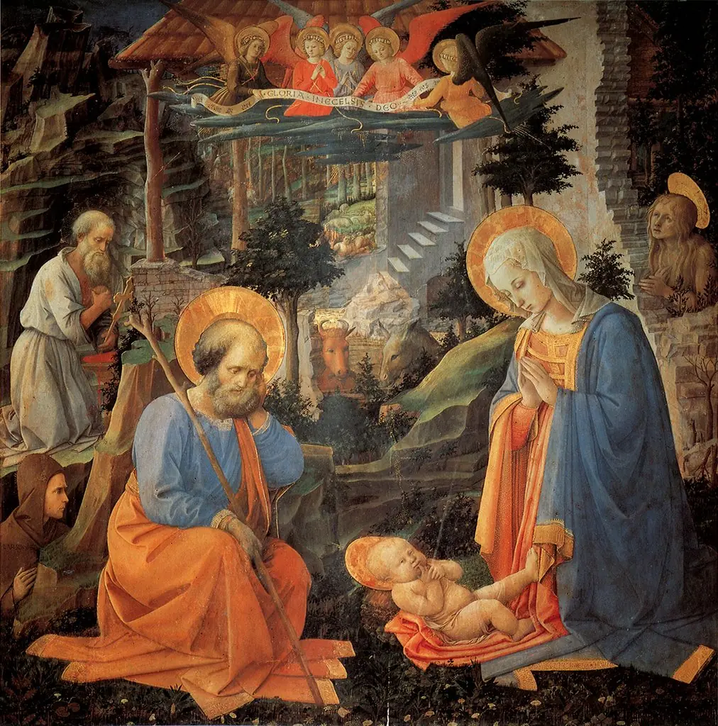 Adoration of the Child with SS. Joseph, Jerome, Hilarion, Magdalena and angels