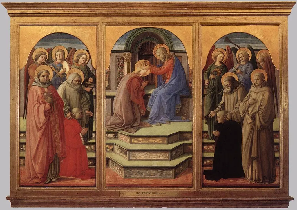 Marsuppini Coronation, by Filippo Lippi, tempera, 1444